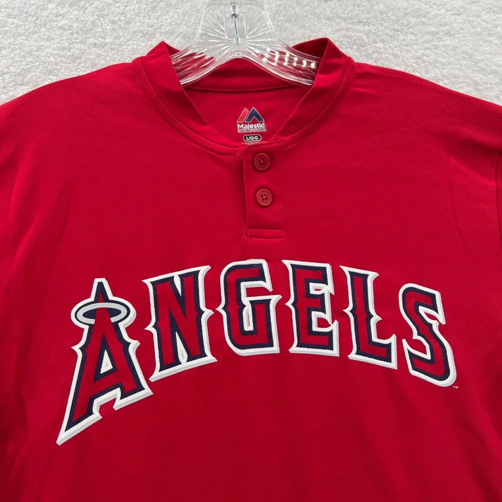 Los Angeles Angels Shirt Boys Large Red MLB Jersey Youth Sports Majestic Tee New